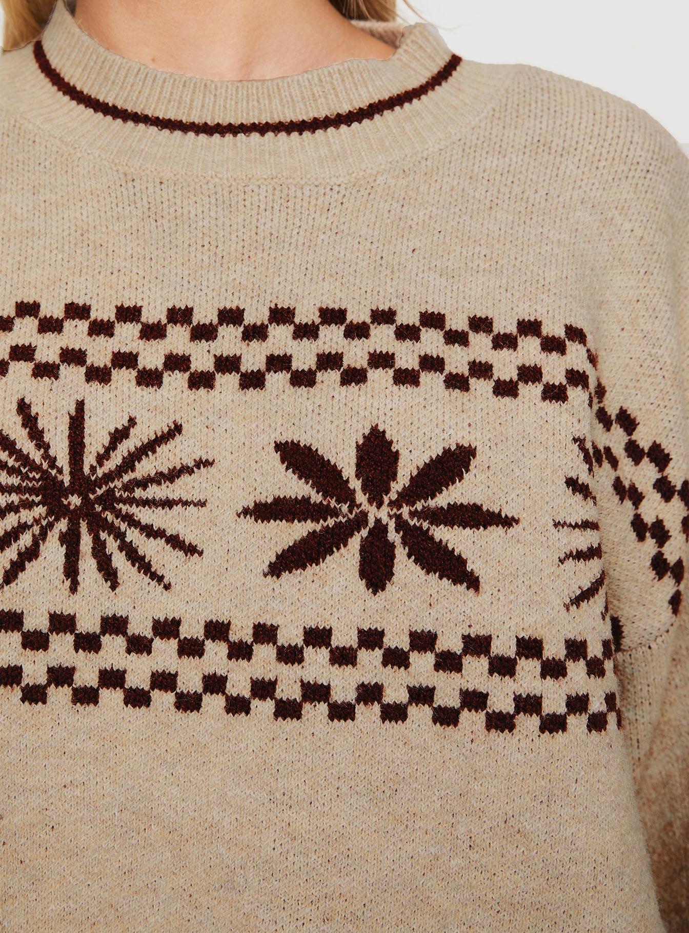 Anok Graphic Sweater Cream / Brown Product Image