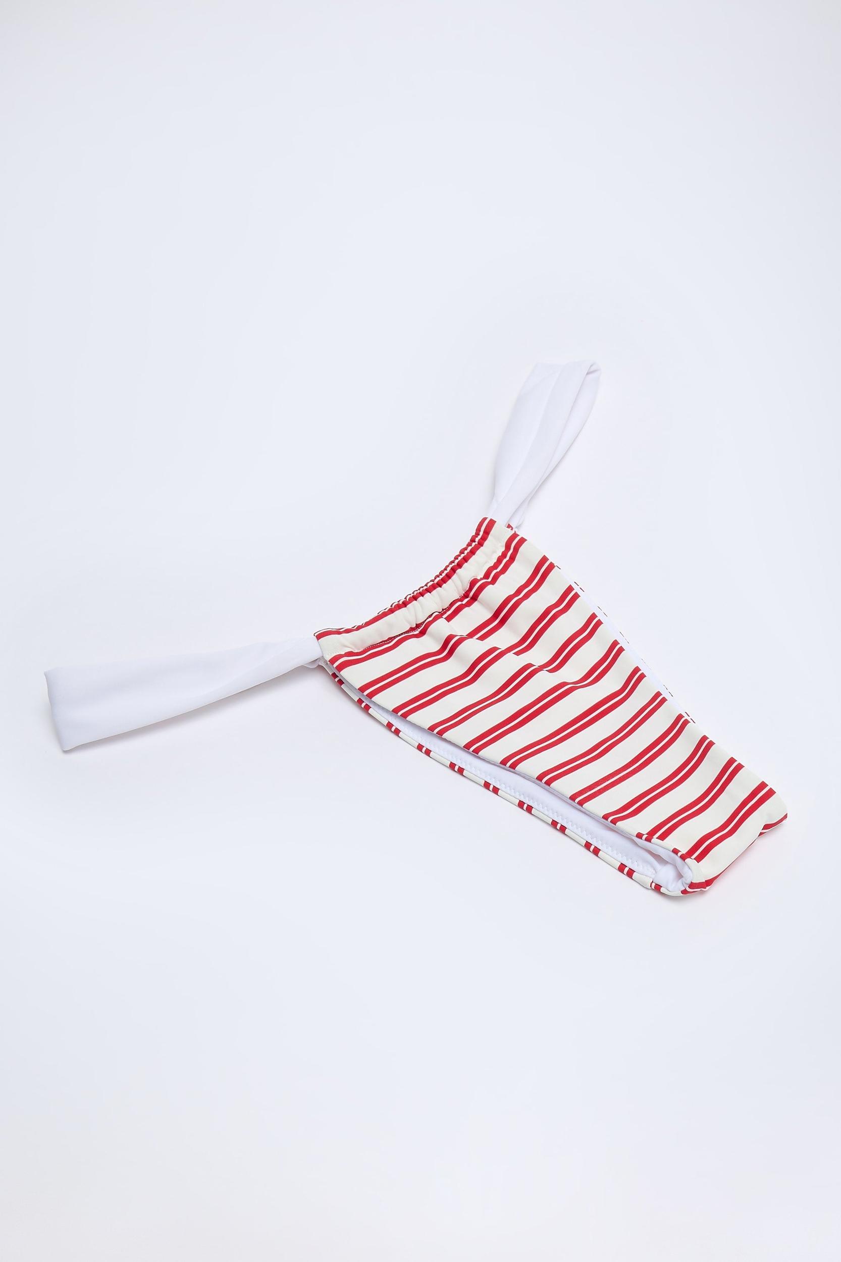 Ruched Cheeky Bikini Bottoms in Cherry Red Product Image