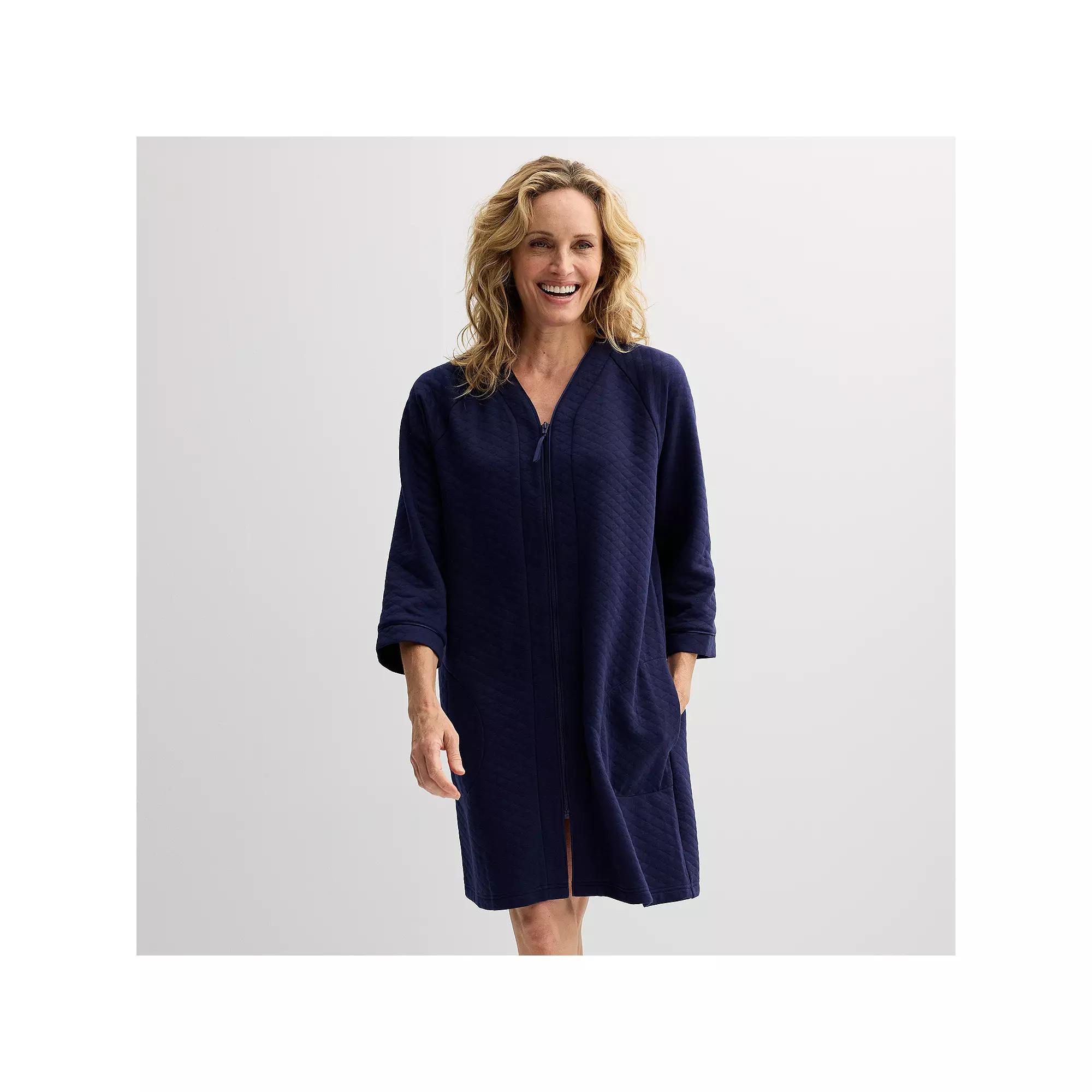 Women's Croft & Barrow® Quilted Zip Short Robe, Size: XL, Blue Rae Product Image