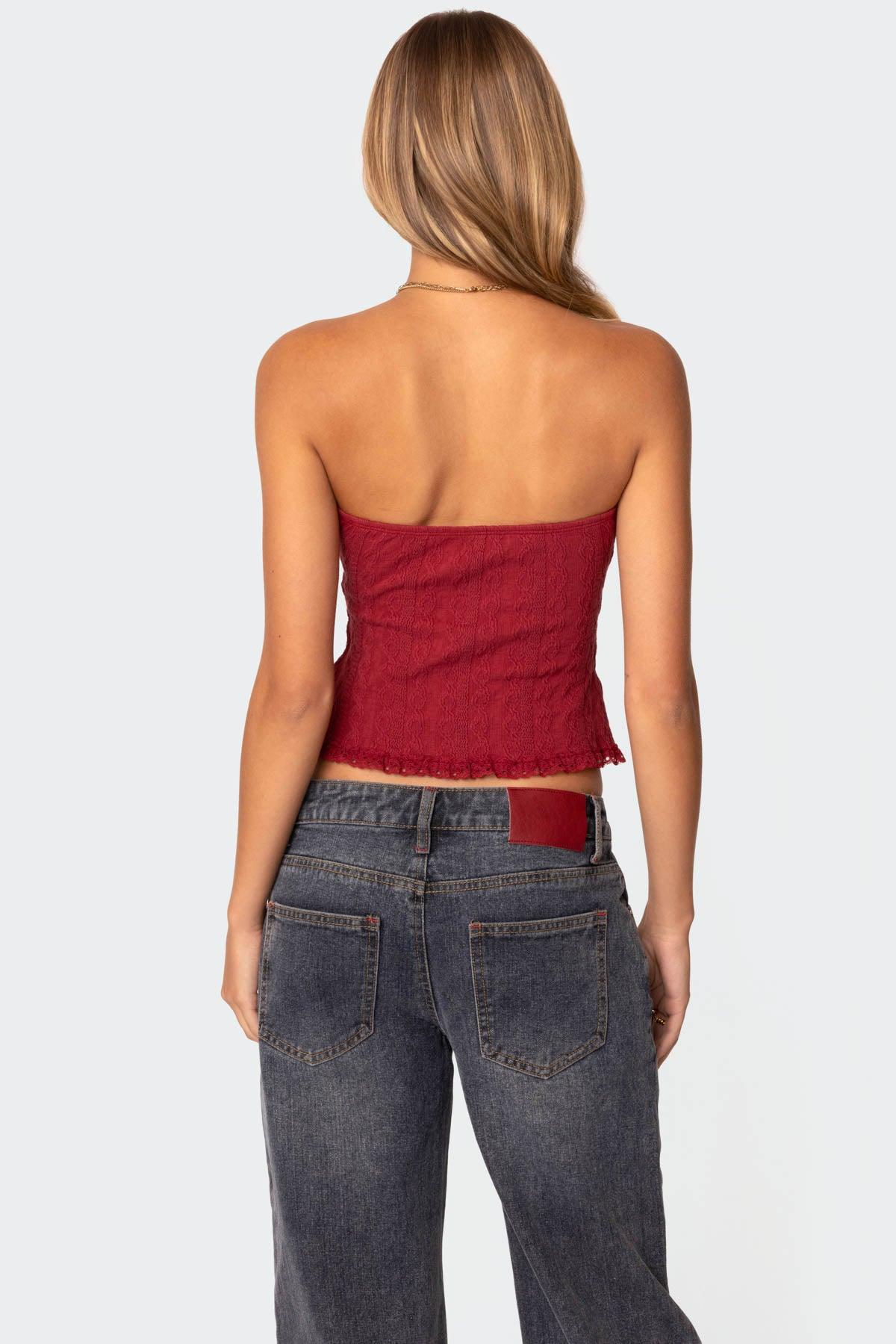 Lacey Knit Tube Top Product Image