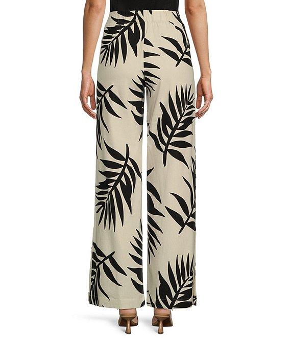 GB Palm Leaf High Waist Linen Blend Wide Leg Pants Product Image