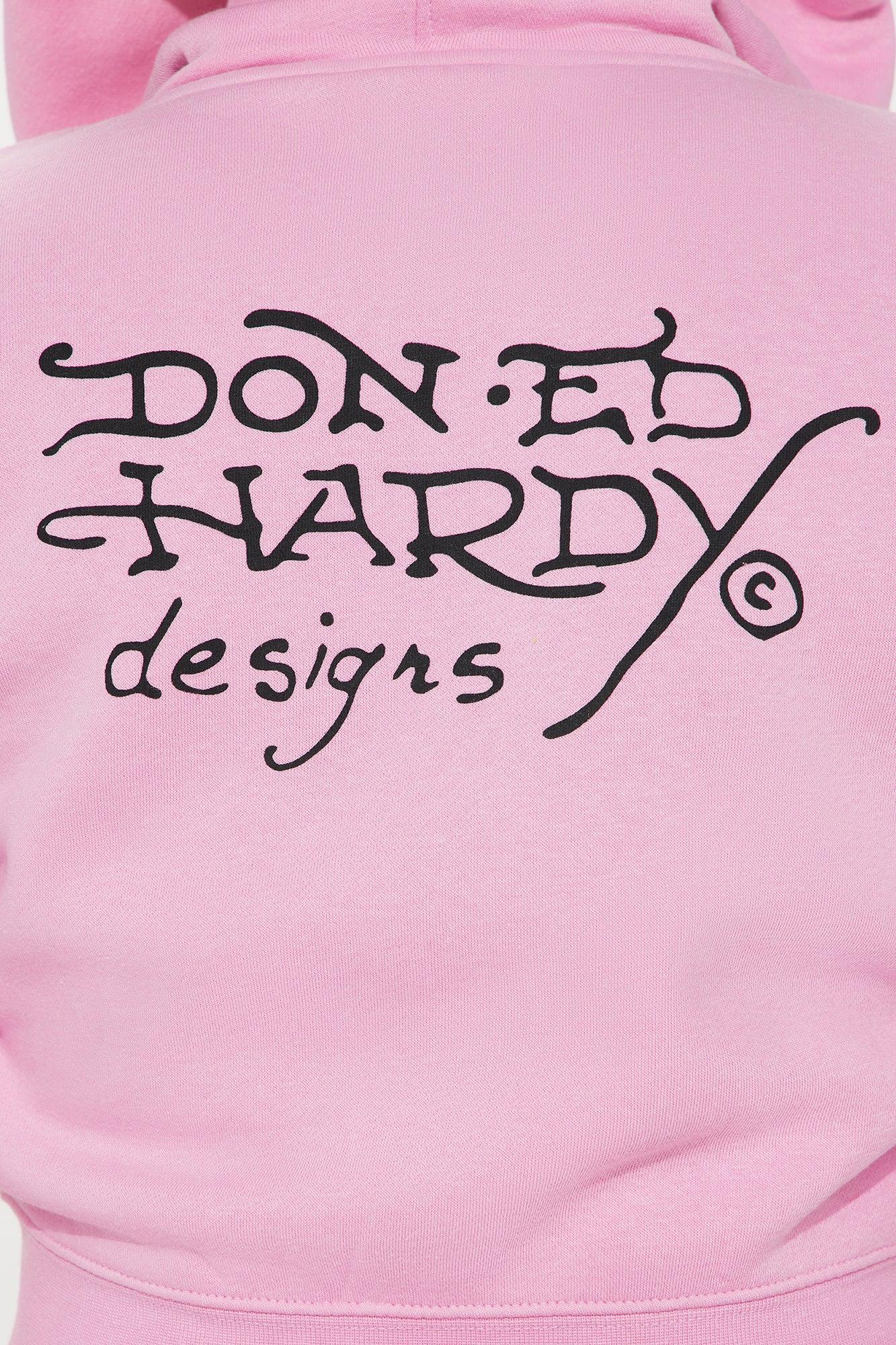 Ed Hardy New York Eagle Zip Front Hoodie - Pink Product Image