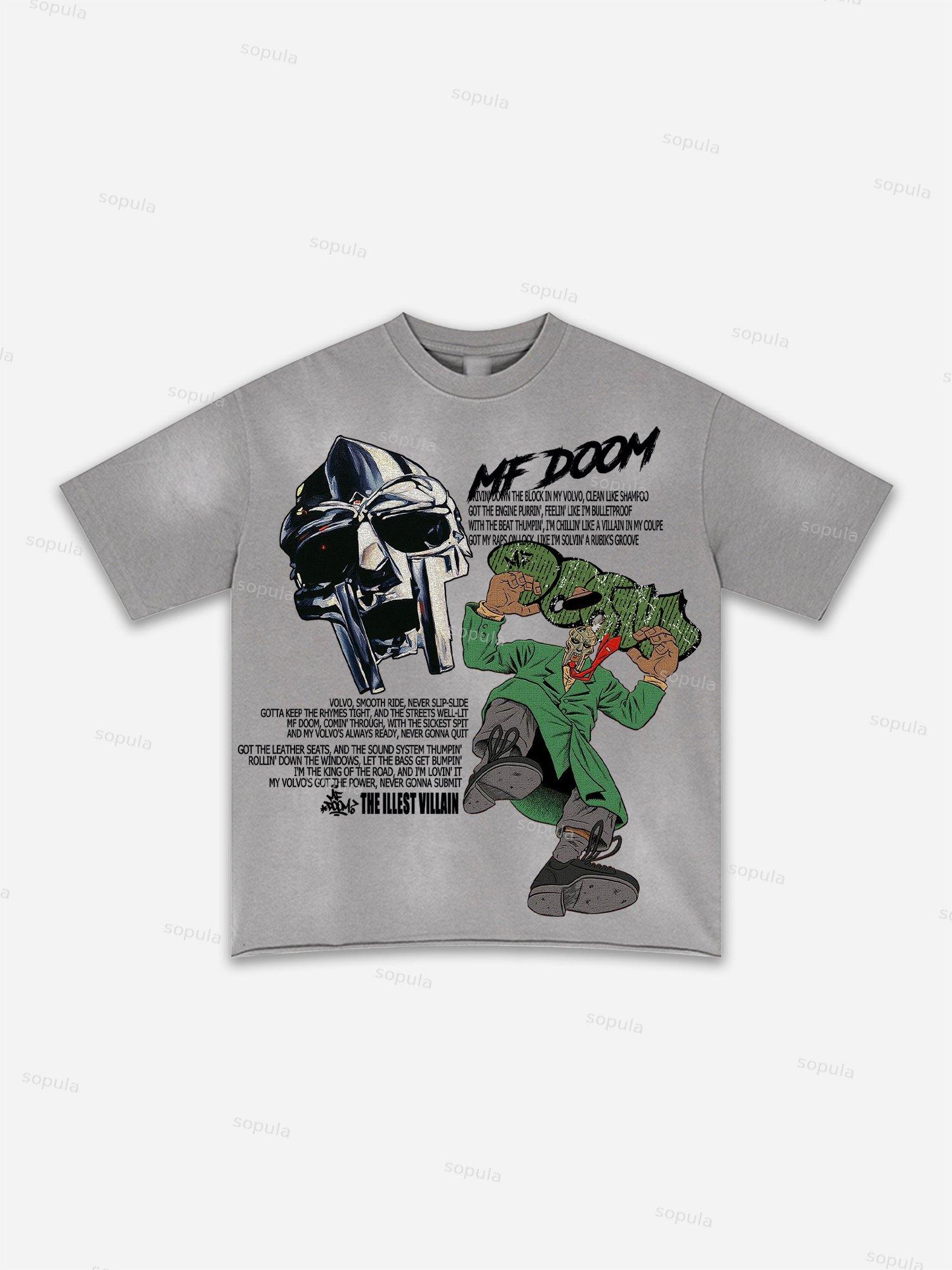 Authentic Abstract Portrait Print Washed T-shirt Product Image