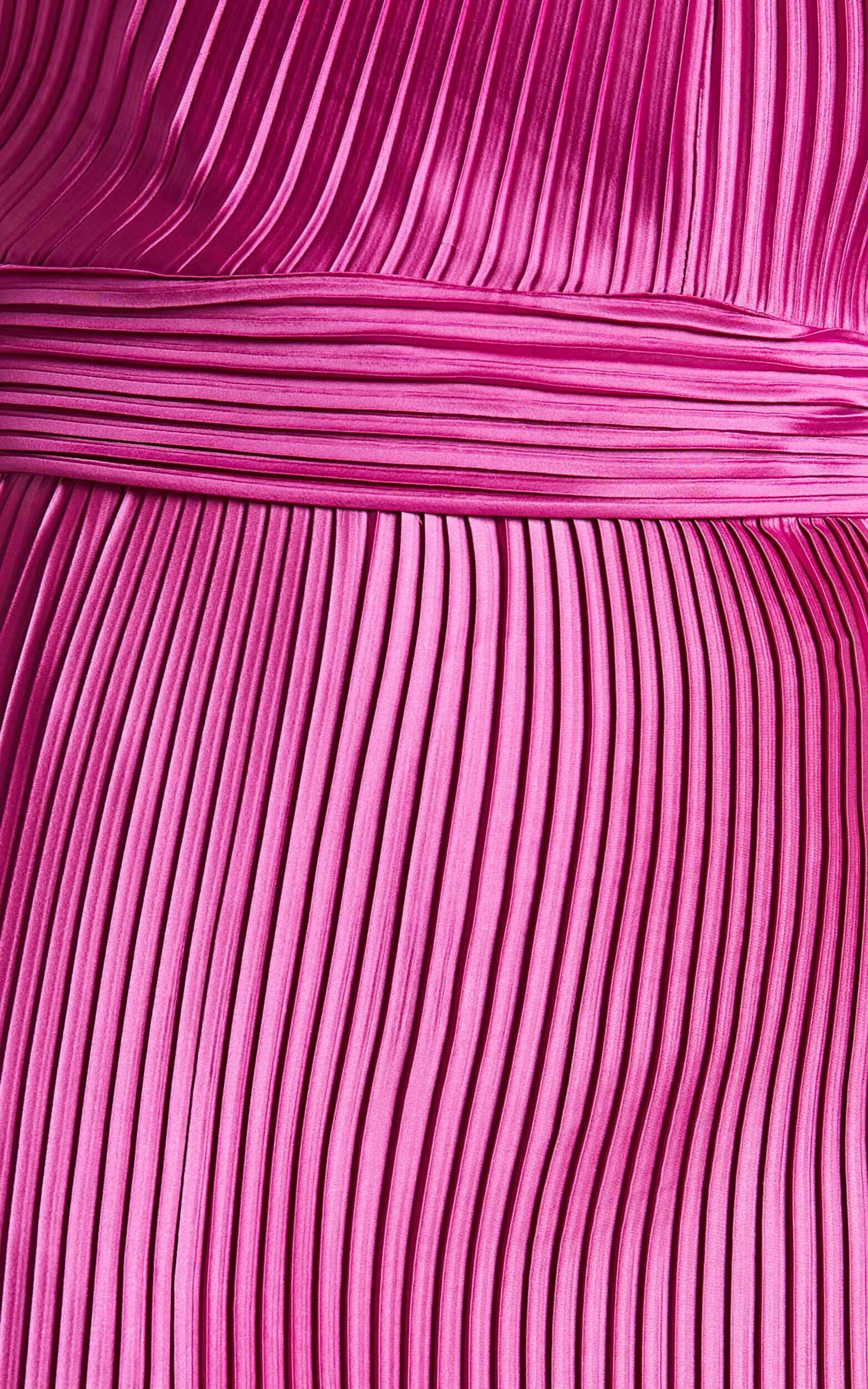 Marlette Midi Dress - Pleated Open Back Halter Dress in Grape Product Image