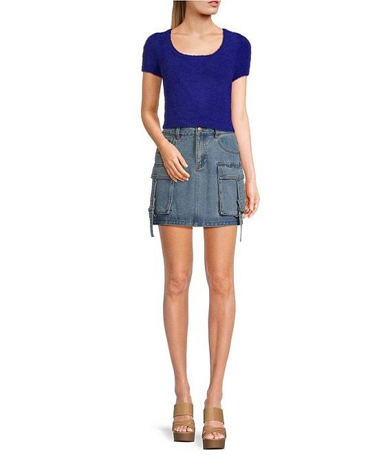 C&V Chelsea & Violet Short Sleeve Eyelash Sweater Product Image