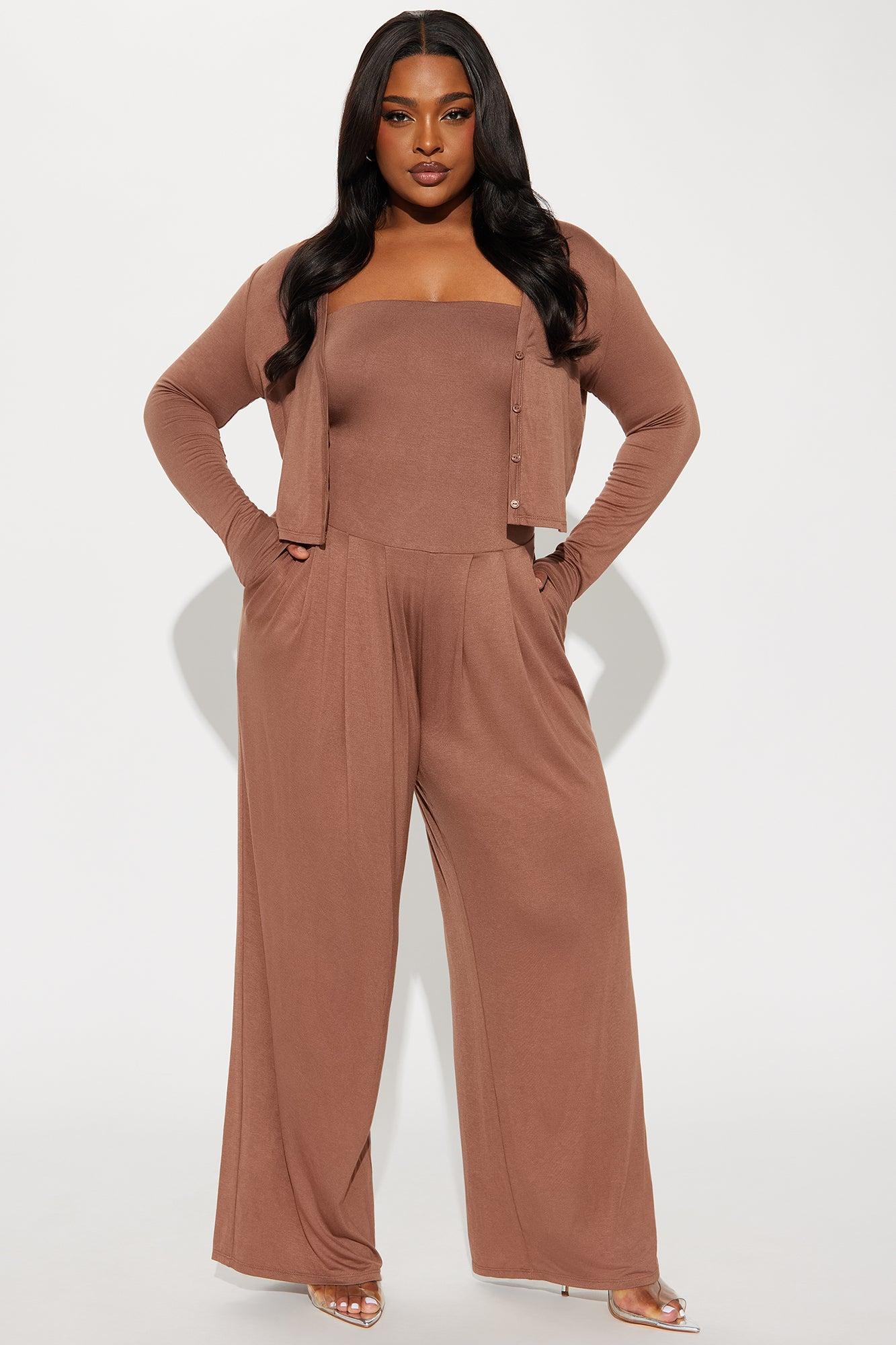 Snuggle Up Jumpsuit Set - Brown Product Image