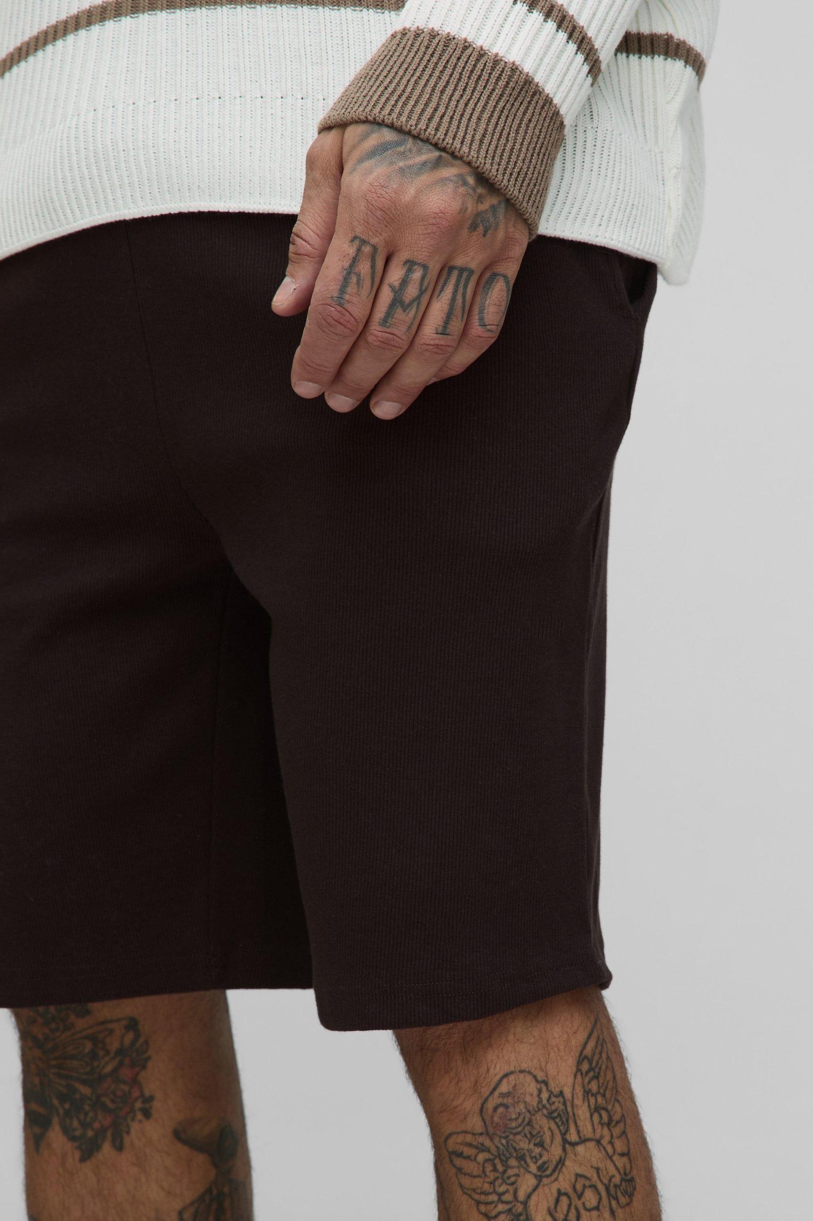 Tall Loose Fit Rib Sweat Shorts | boohooMAN USA Product Image
