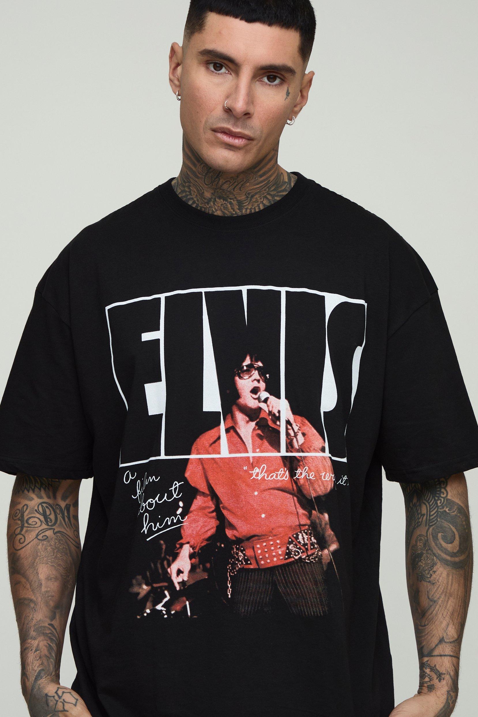 Tall Oversized Elvis Presley License Print T-Shirt | boohooMAN USA Product Image