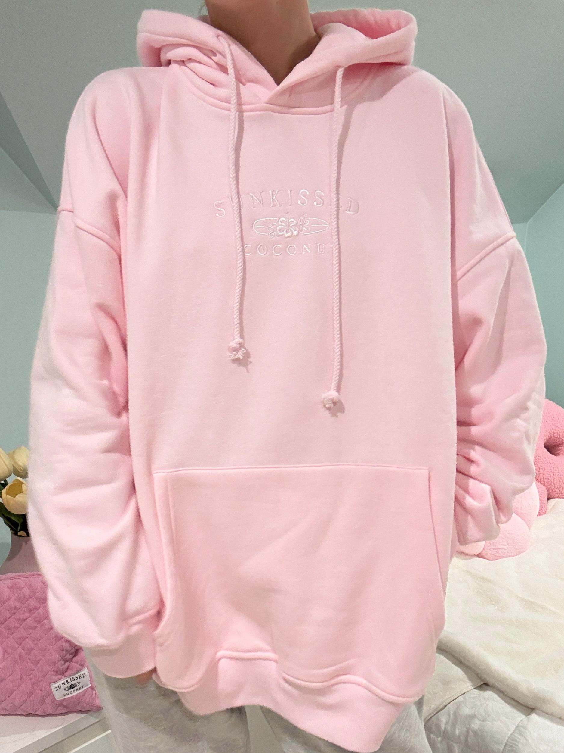 Light Pink Sunkissedcoconut Embroider Hoodie Product Image
