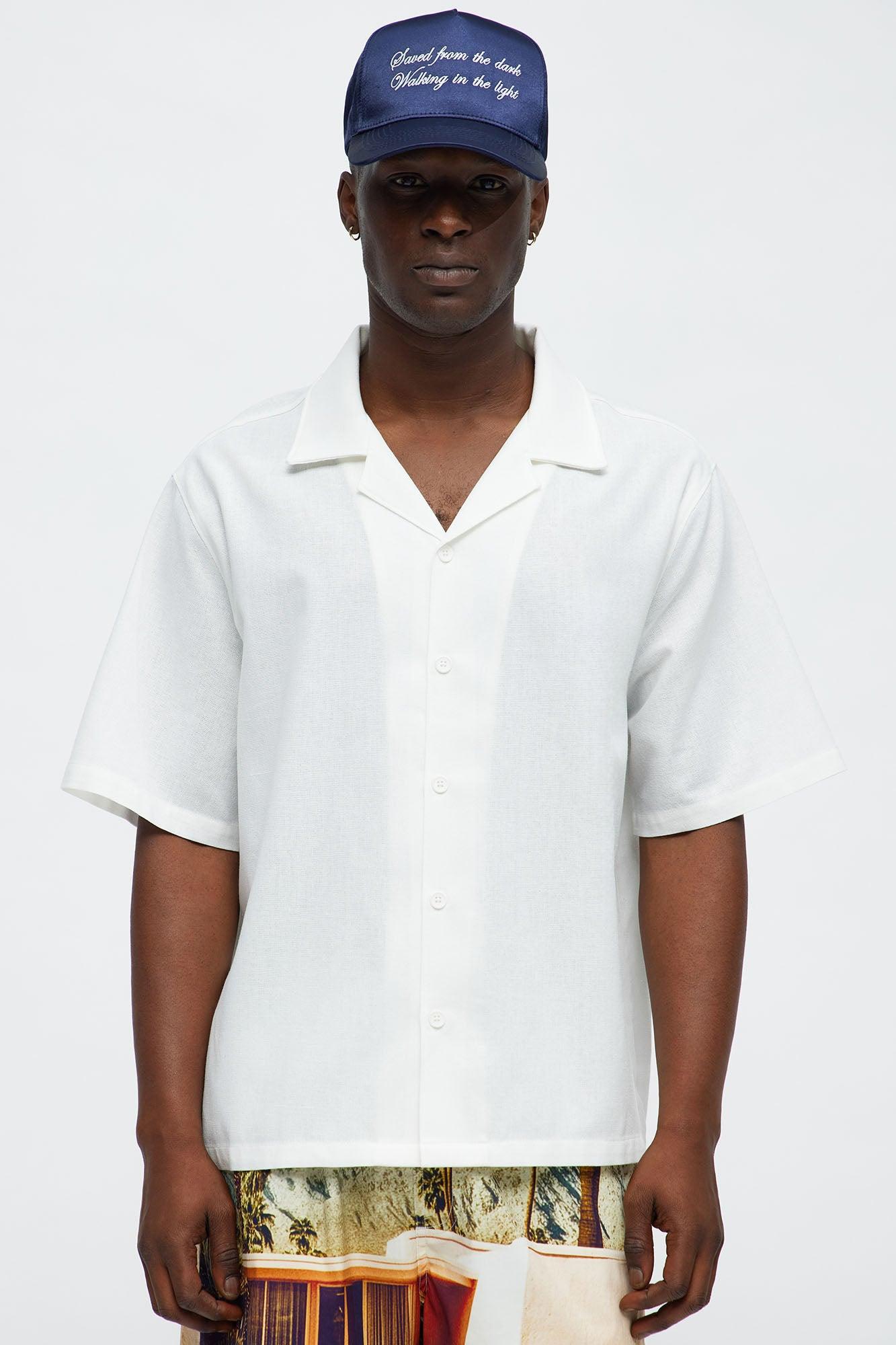 Relaxed Chateau Photoreal Cuban Shirt - White Male Product Image