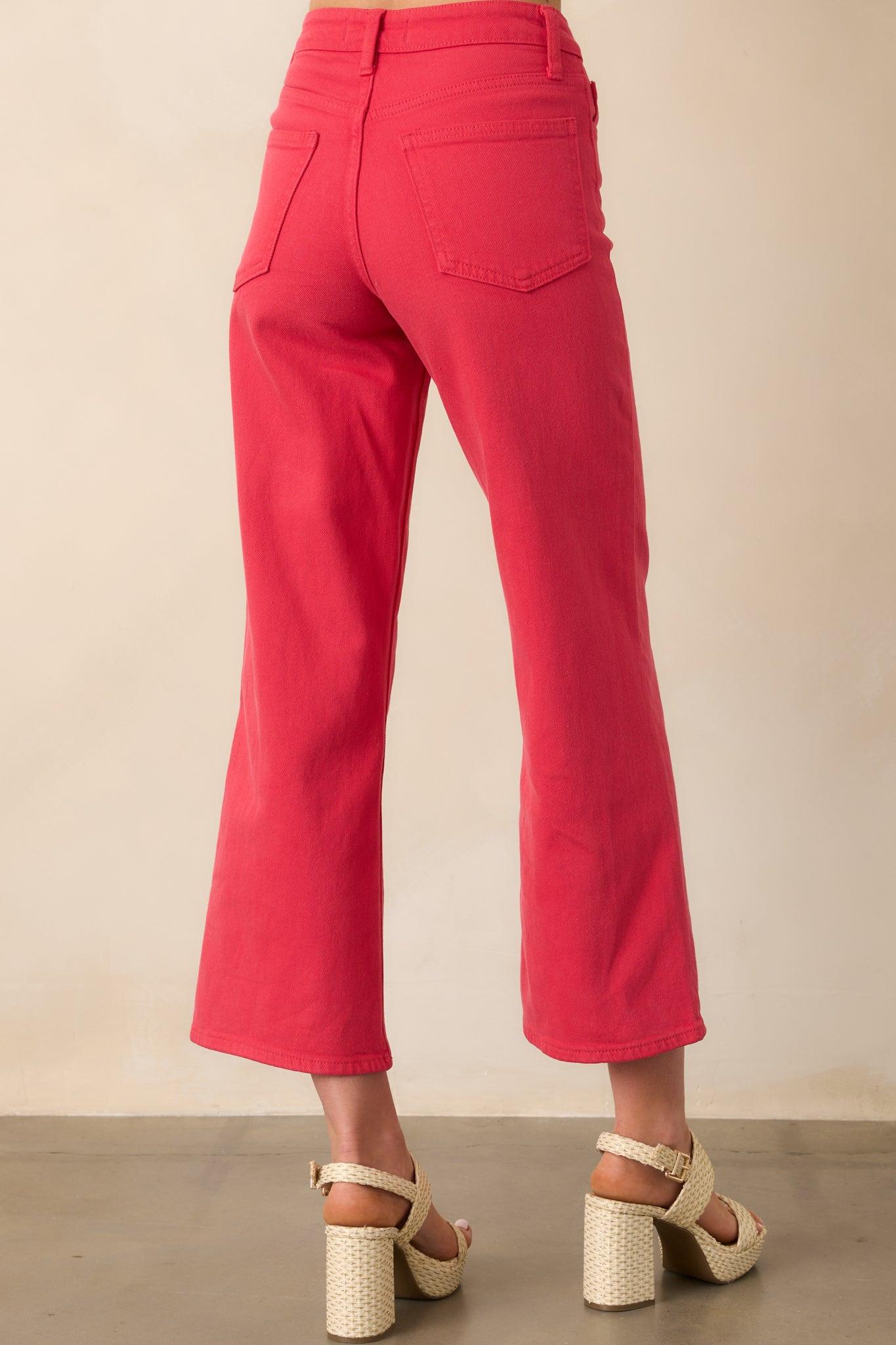 Into The Clouds Red Cropped Wide Leg Jeans Product Image