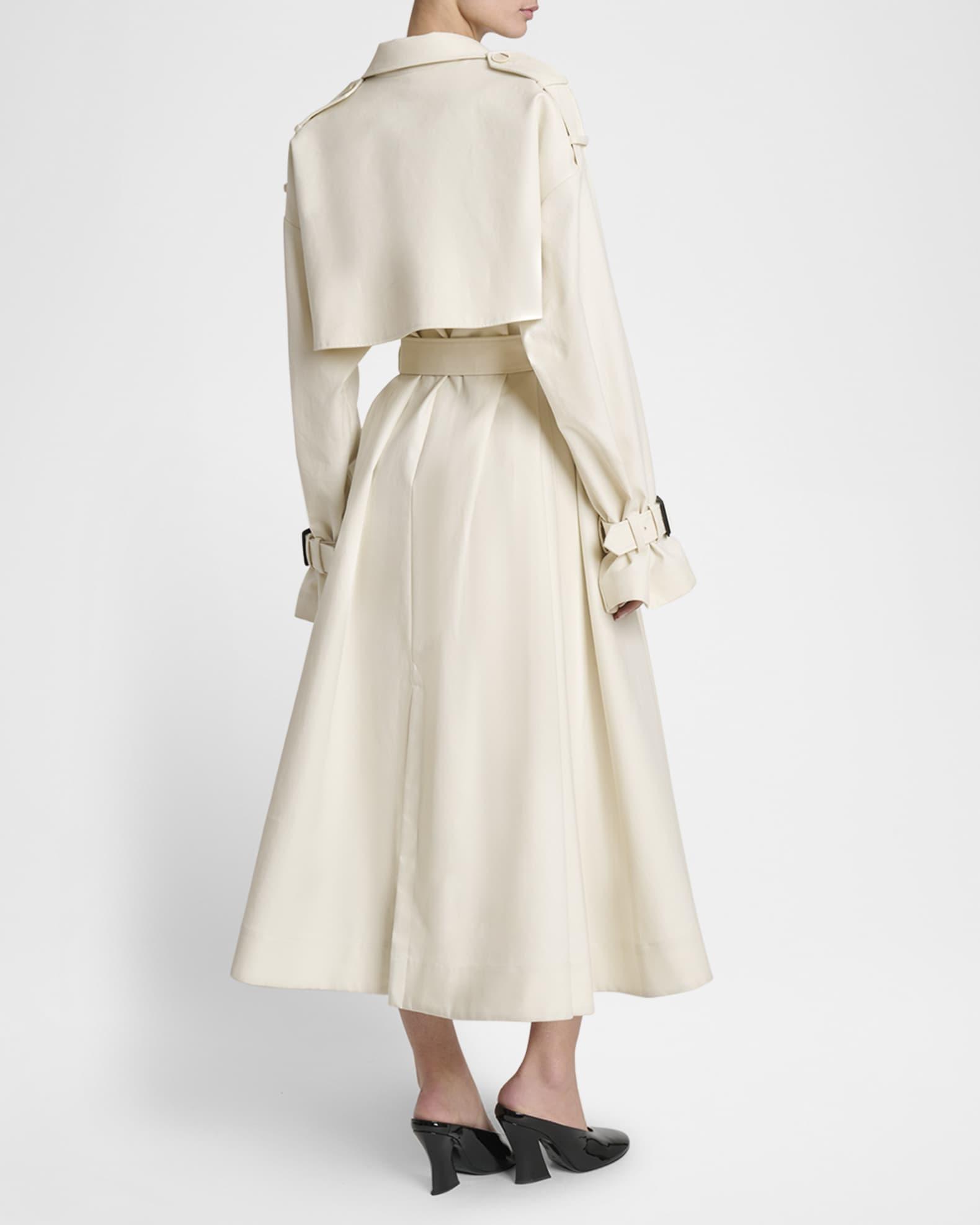 Cocoon Shoulder Double-Breasted Belted Trench Coat Product Image