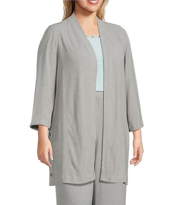 Kasper Plus Size Crinkle Open Front Duster Cardigan Product Image