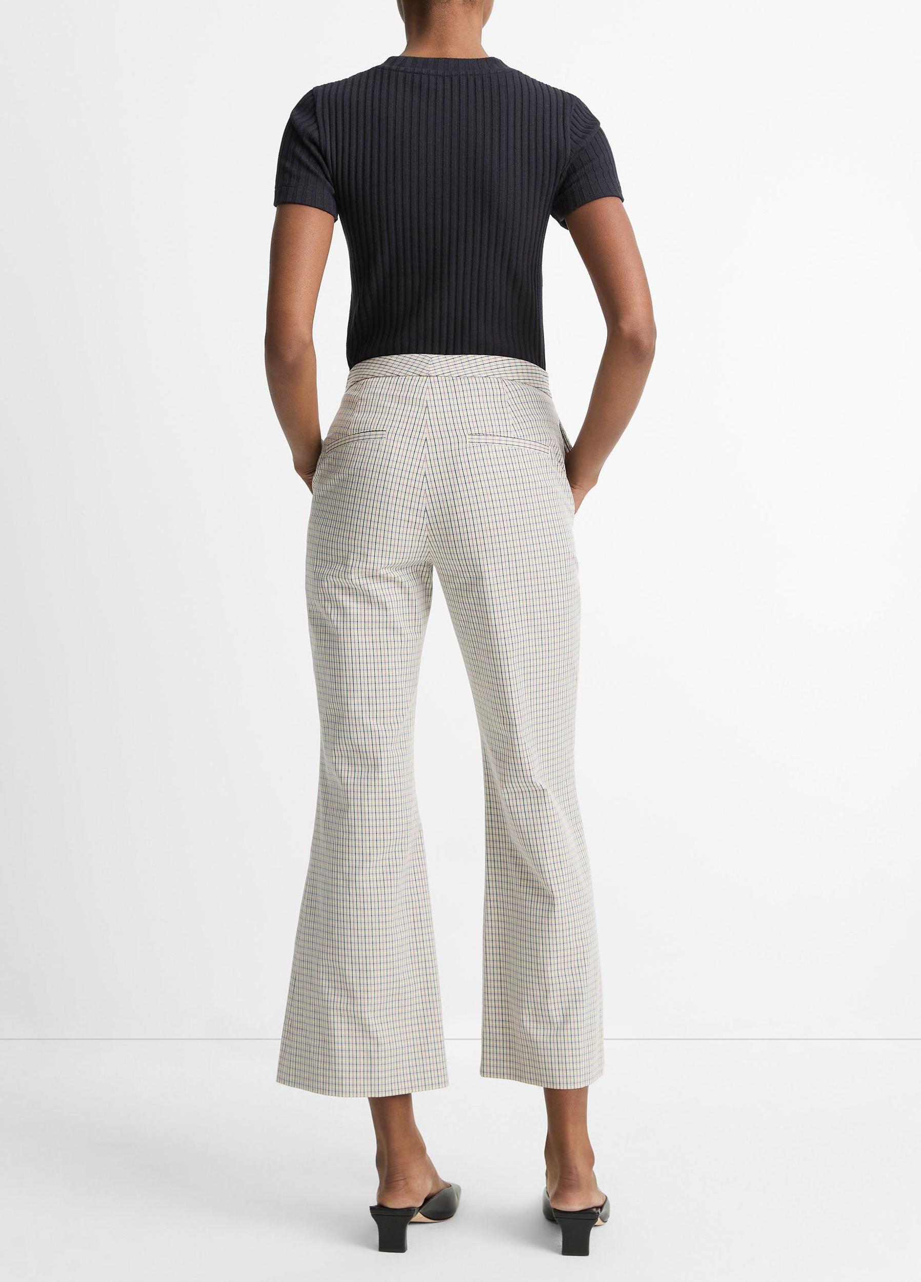 Gardener's Check Cotton Low-Rise Crop Flare Trouser Product Image