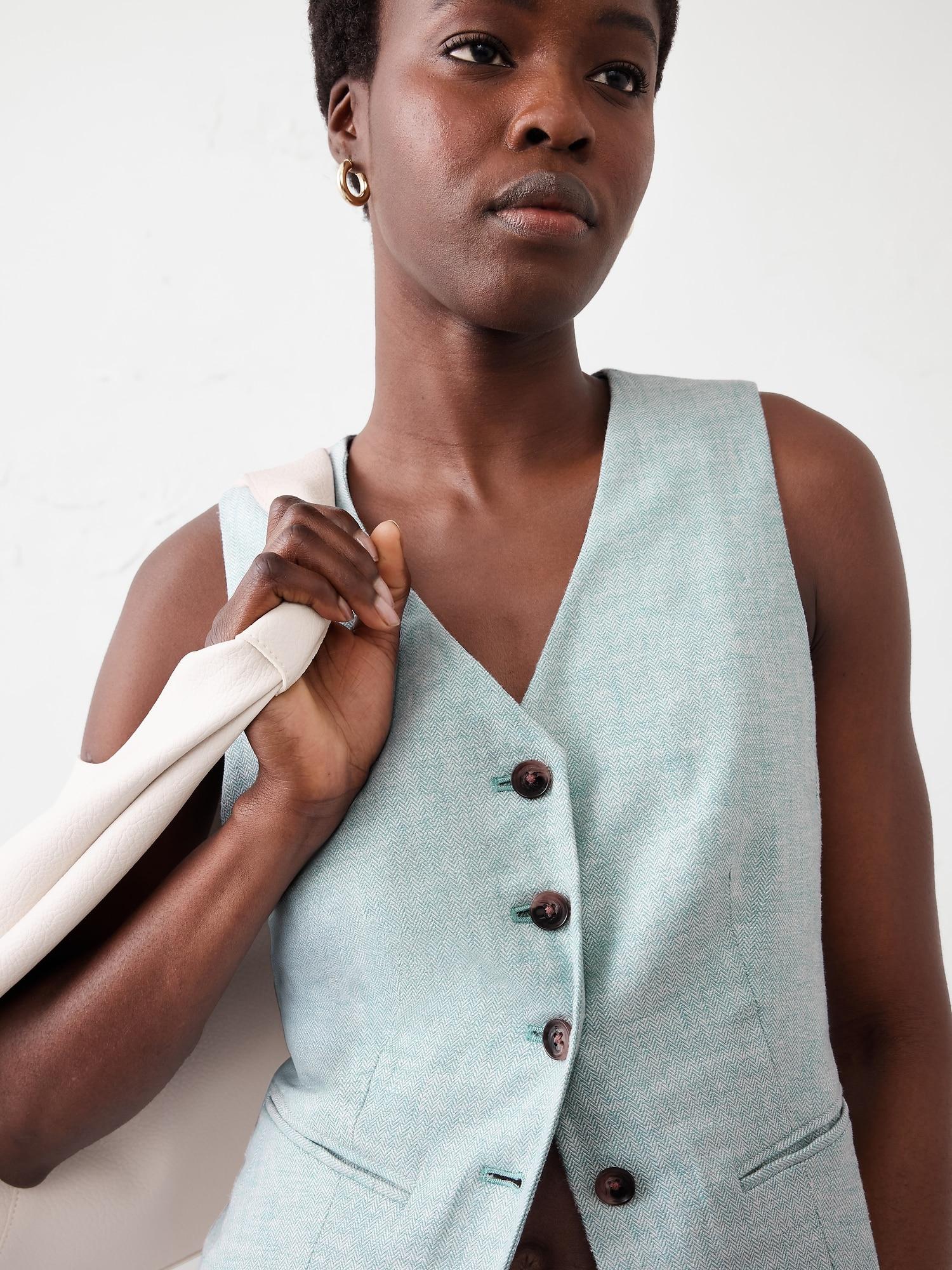 Linen-Blend Classic Vest Product Image