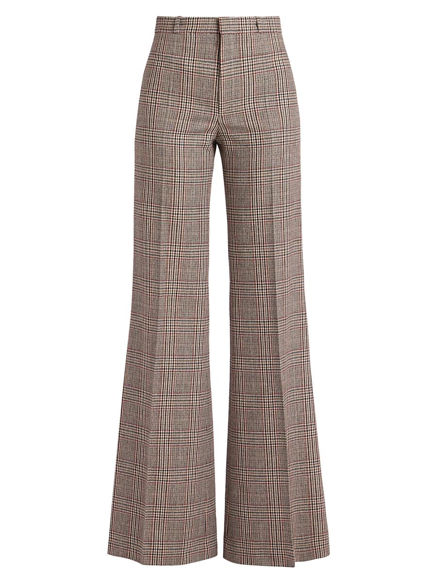 Womens Houndstooth Wool-Blend Tweed Wide-Leg Pants Product Image