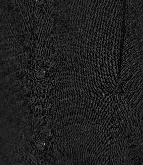 Moa Moa Point Collar Short Sleeve Button Front Cinched Top Product Image
