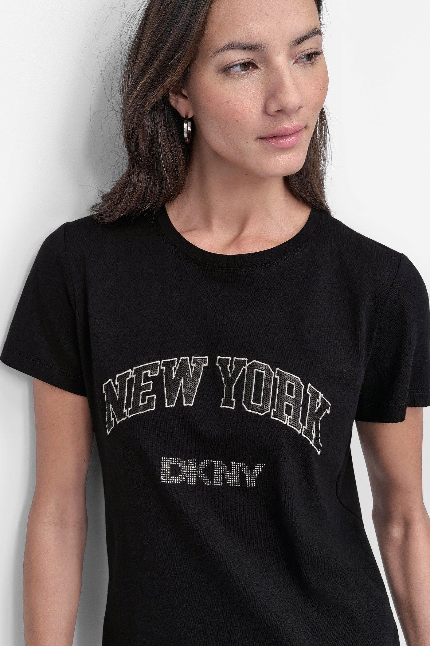 DKNY RHINESTONE STUD LOGO TEE Product Image