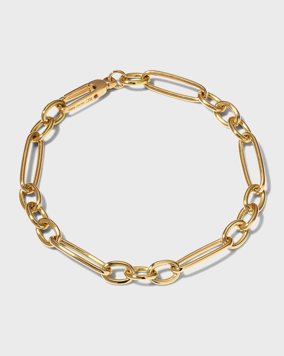Womens 18K Yellow Gold Mixed Paper Clip Chain Bracelet Product Image