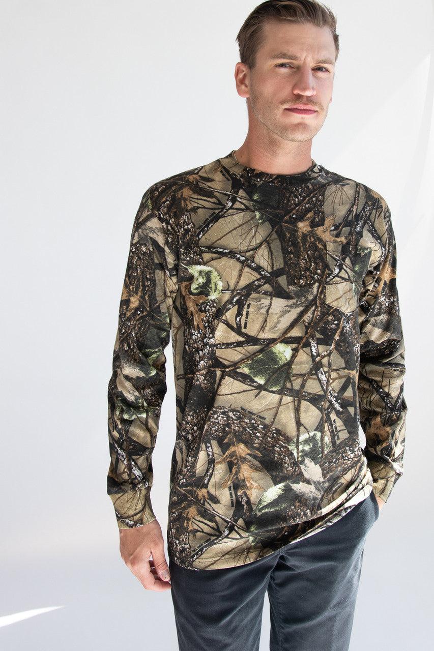 Woodland Camo Long Sleeve Pocket Tee Product Image