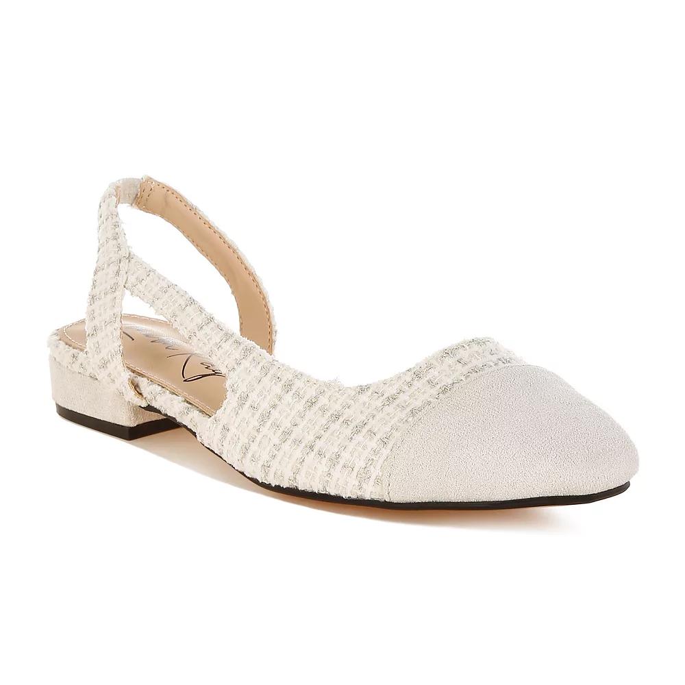 London Rag Karita Women's Plaid Cap Toe Flats, Size: 5, Off White Product Image