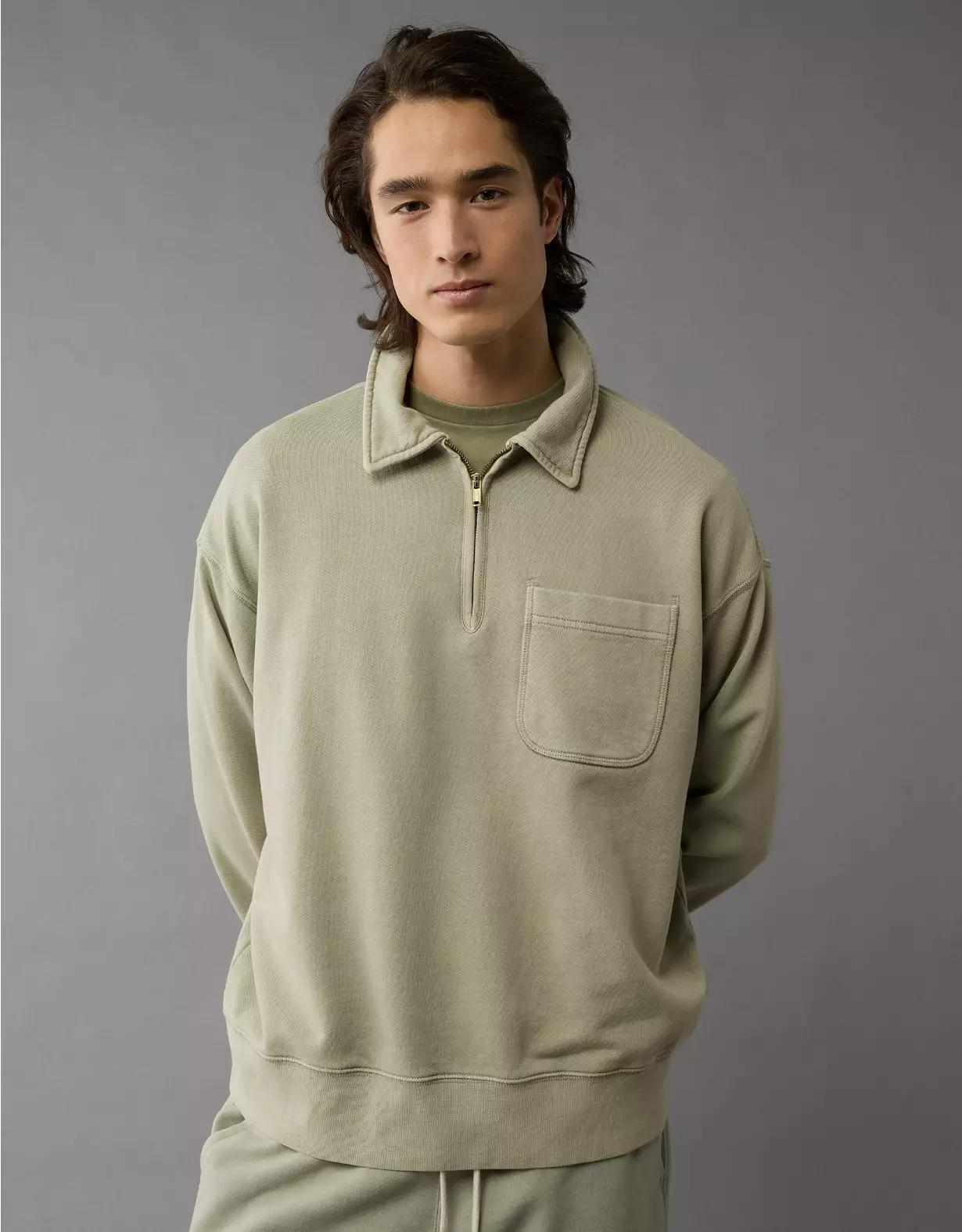 AE Quarter-Zip Polo Collar Sweatshirt Product Image