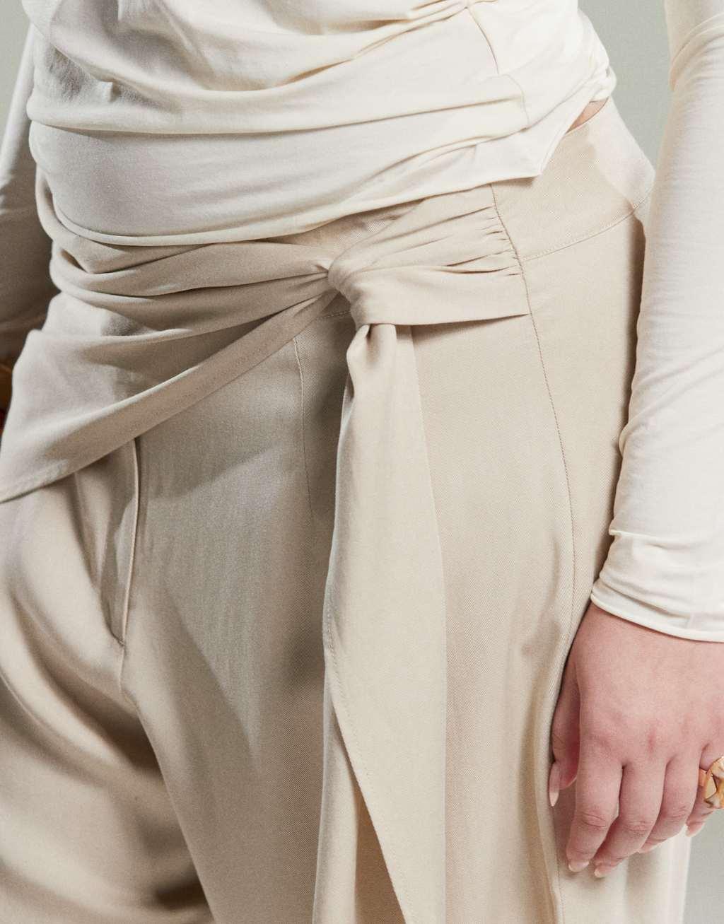 ASOS DESIGN Curve tapered pants with wrap detail in stone Product Image