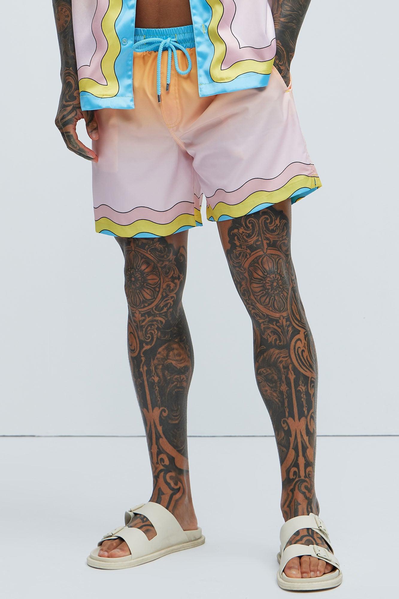 Valley Swim Mid Trunk - Orange/combo Product Image