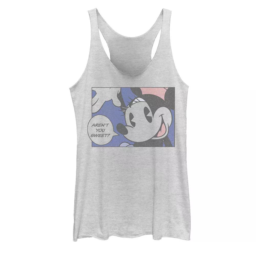 Disney's Mickey & Friends Minnie Mouse Aren't You Sweet Comic Juniors' Racerback Graphic Tank Top, Girl's, Size: Small, White Grey Product Image