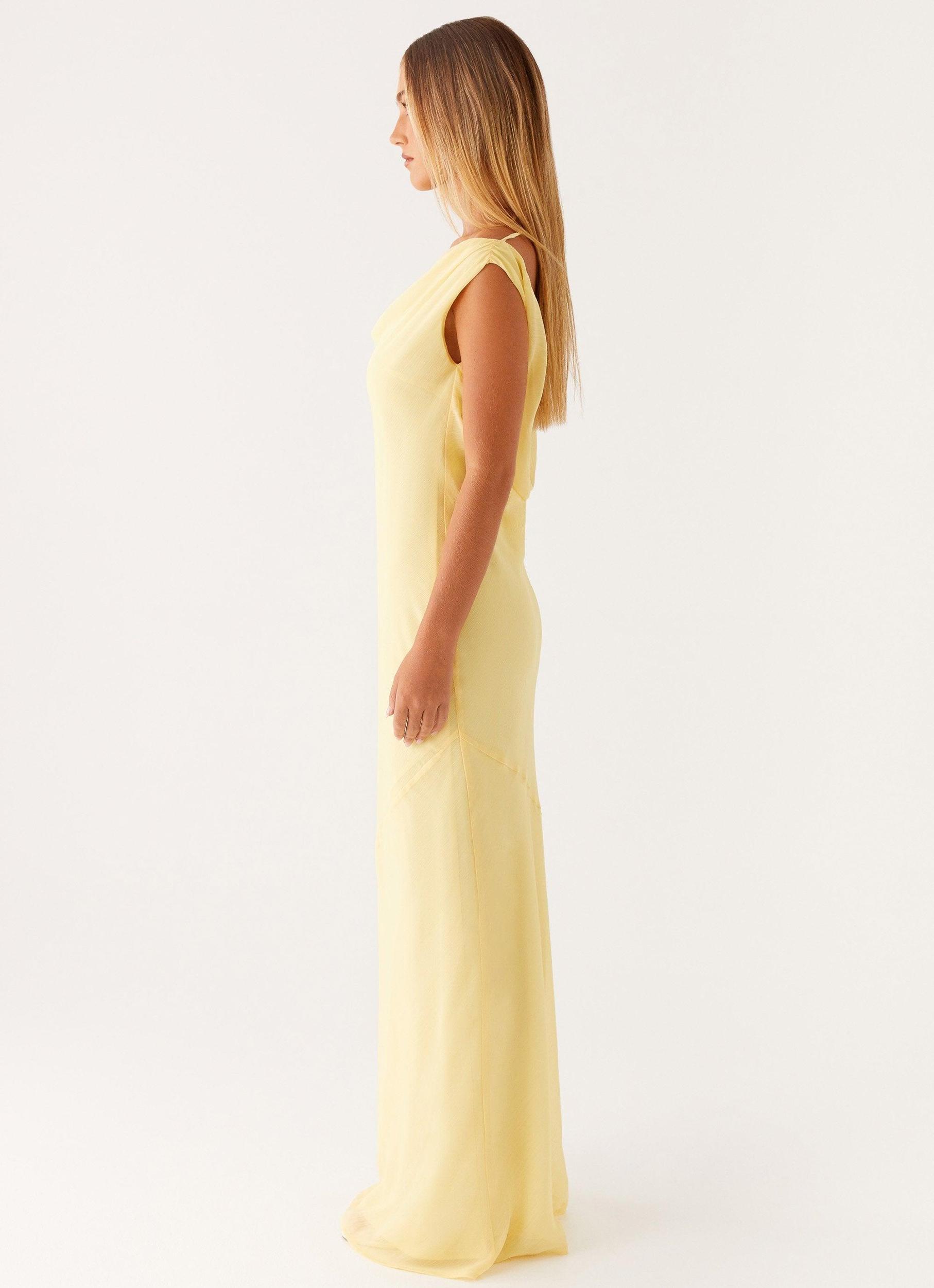 Brittany Chiffon Maxi Dress - Pastel Yellow Product Image