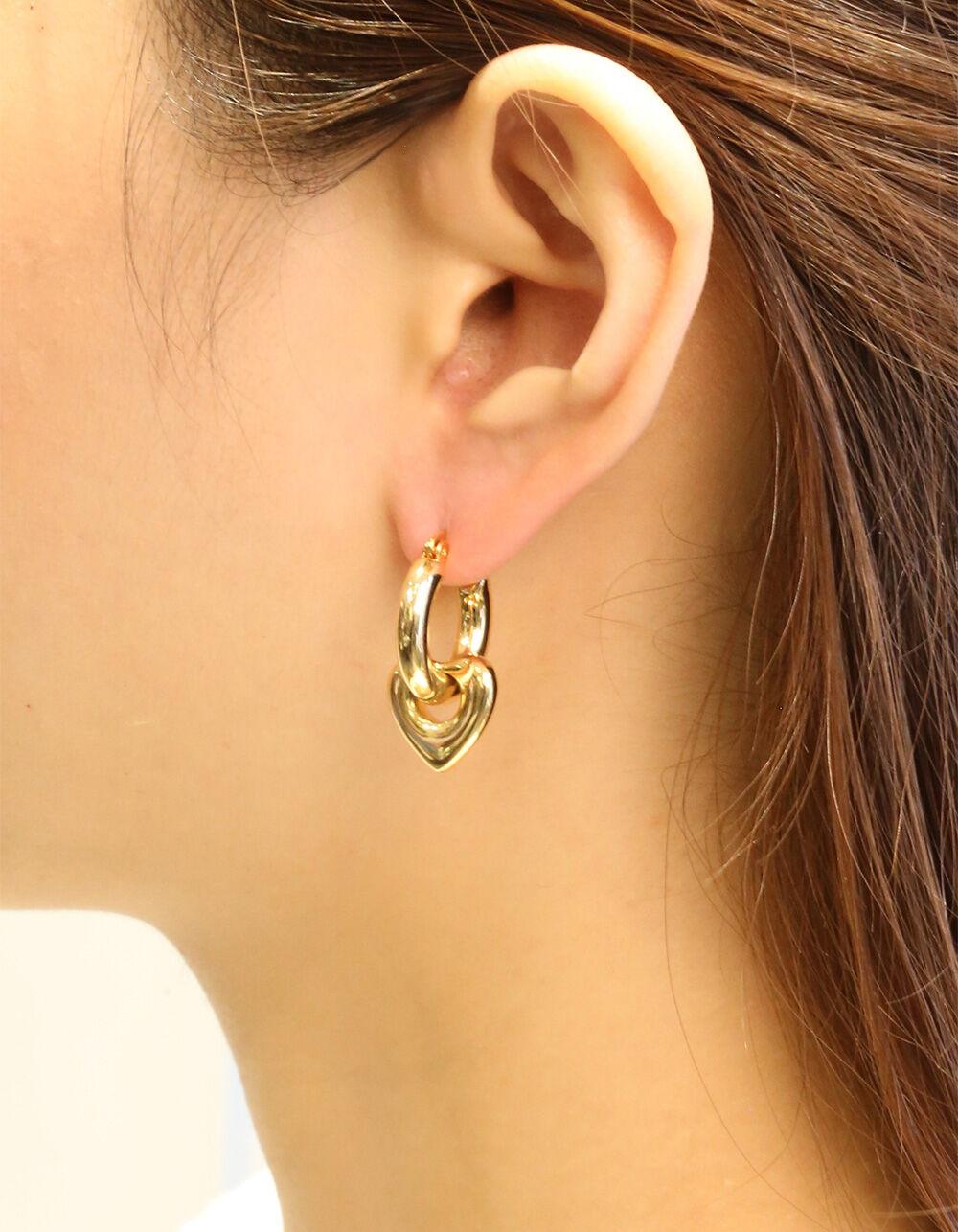 DO EVERYTHING IN LOVE 14K Gold Dipped Link Heart Pin Catch Earrings - GOLD Product Image