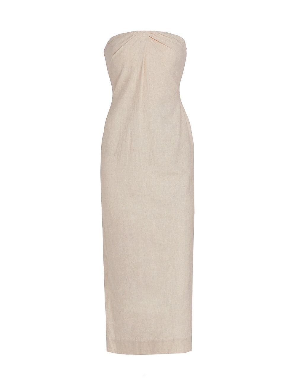 Womens Evora Linen-Blend Strapless Midi-Dress Size 0 Product Image