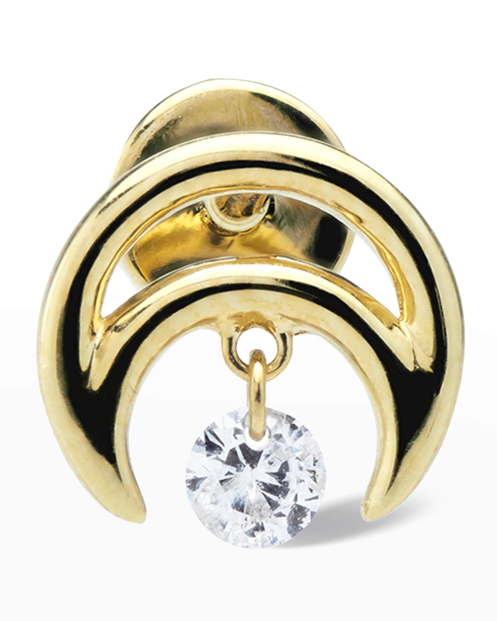 Plain Moon Nesting One Diamond Stud Earring, Single Product Image