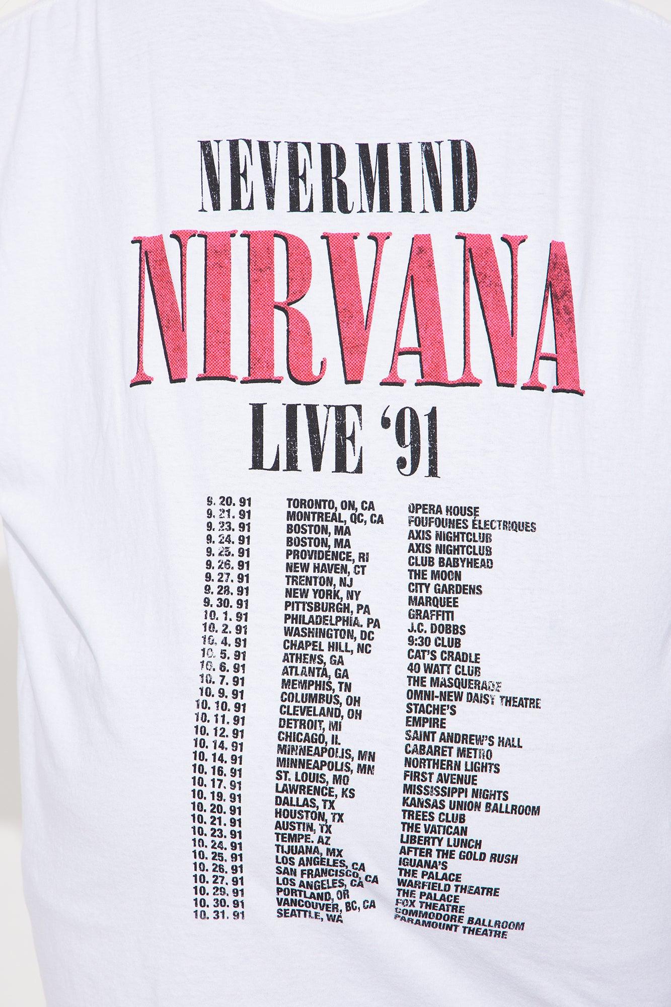 Nirvana Group Shot Washed Tour Oversized Tee - White Female Product Image