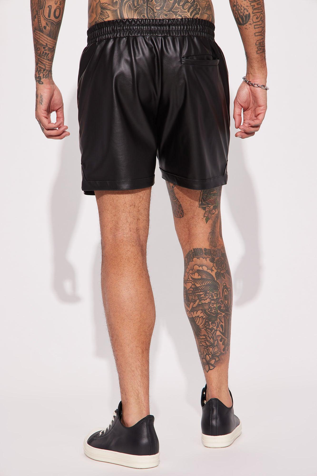 Slam Dunk Faux Leather Shorts - Black Product Image