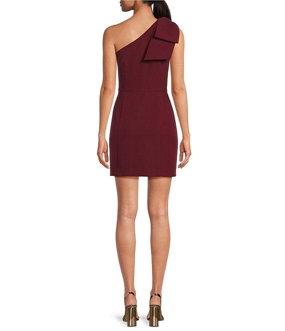 Gianni Bini Deliah One Bow Shoulder Sleeveless Sheath Crepe Mini Dress Product Image