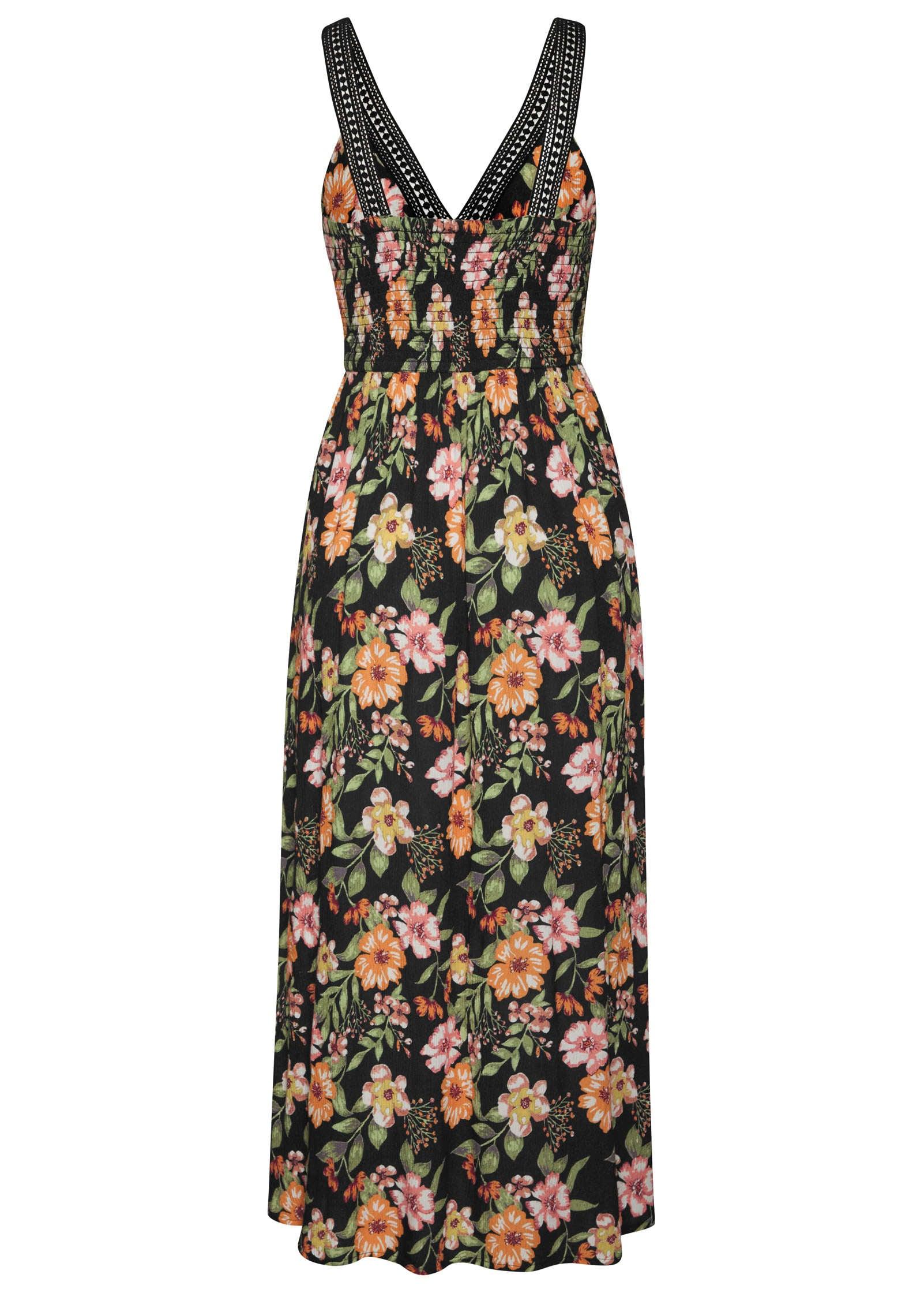 Crochet Printed Maxi Dress - Black Multi Product Image