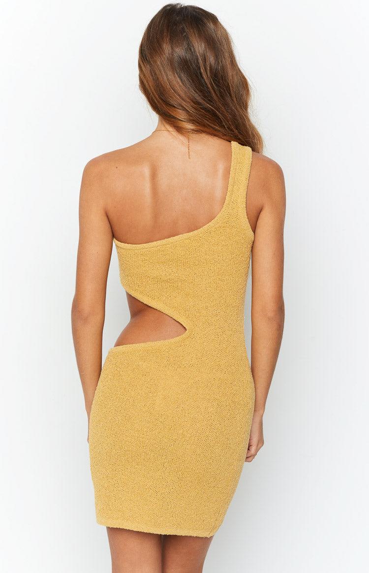Laurynn Mustard Knit Mini Dress Product Image