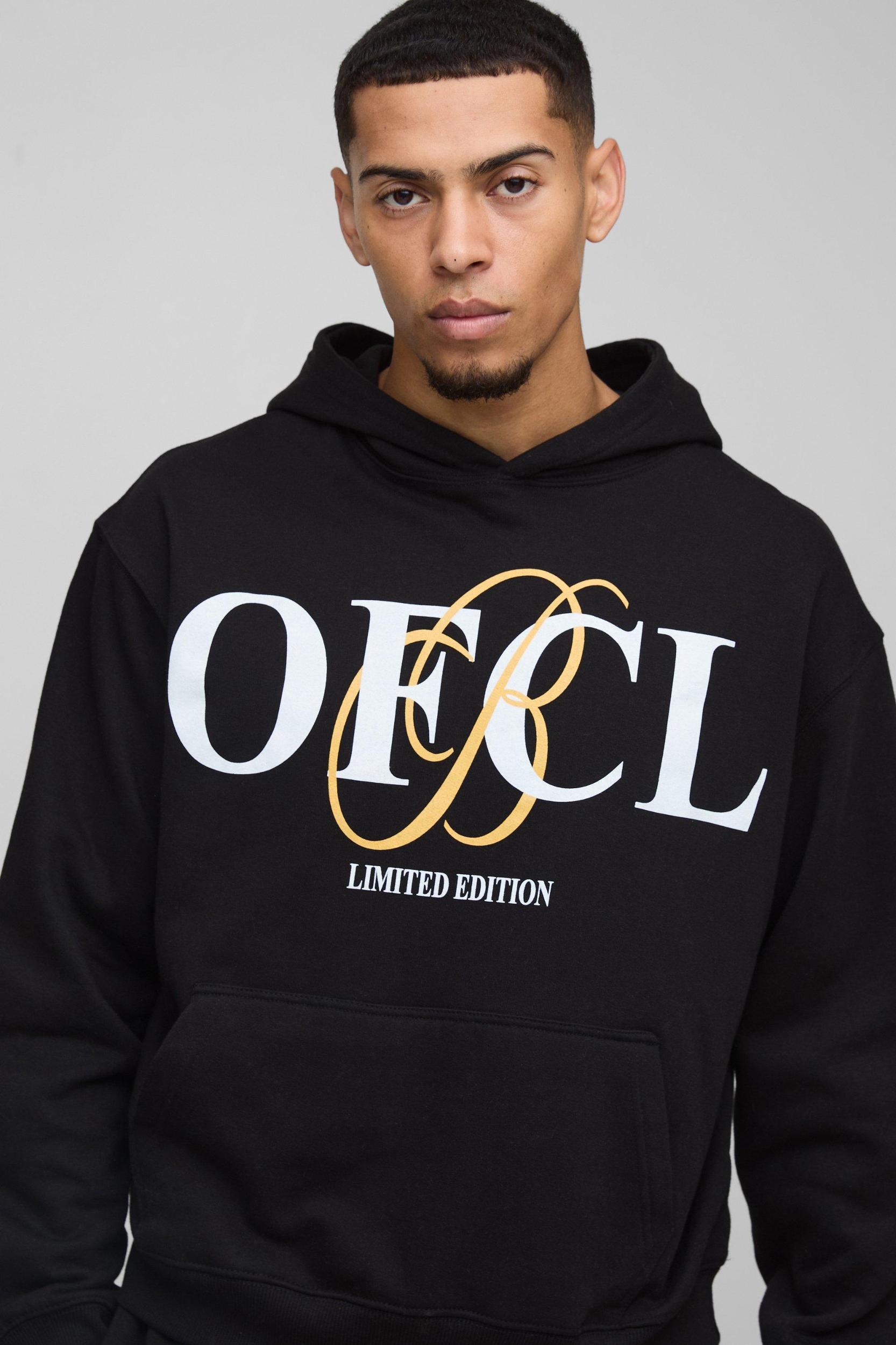 Oversized Boxy Ofcl Print Hooded Tracksuit | boohooMAN USA Product Image