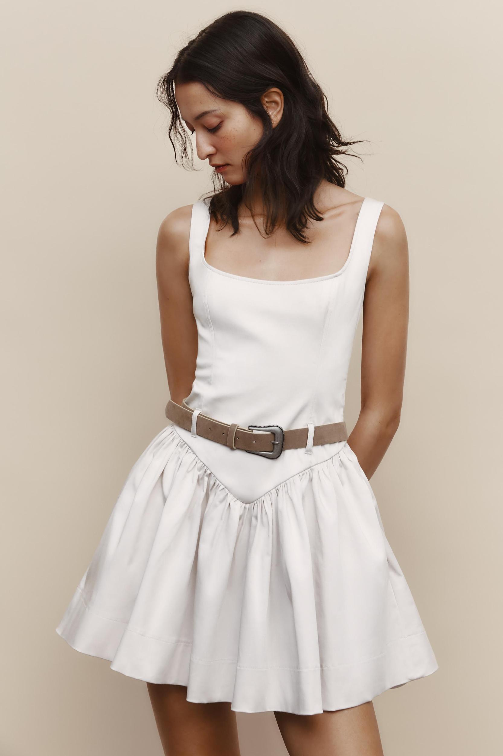 FITTED BELTED SHORT DRESS Product Image