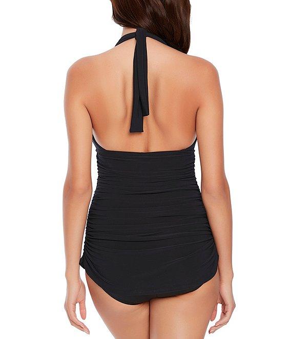 Magicsuit Solid DD Yvonne Halter Tie Neck Plunging Swim Dress Product Image