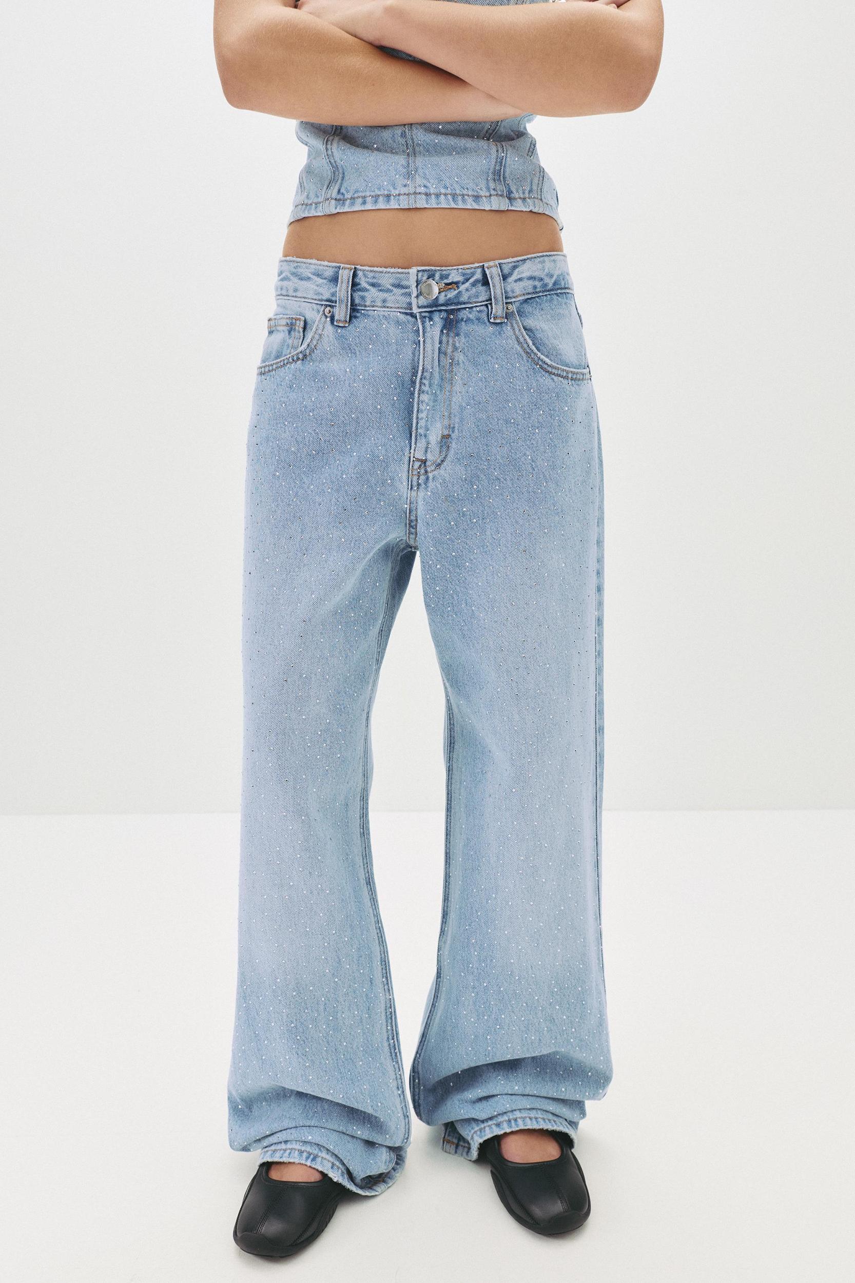 Straight-leg shimmery baggy jeans Product Image