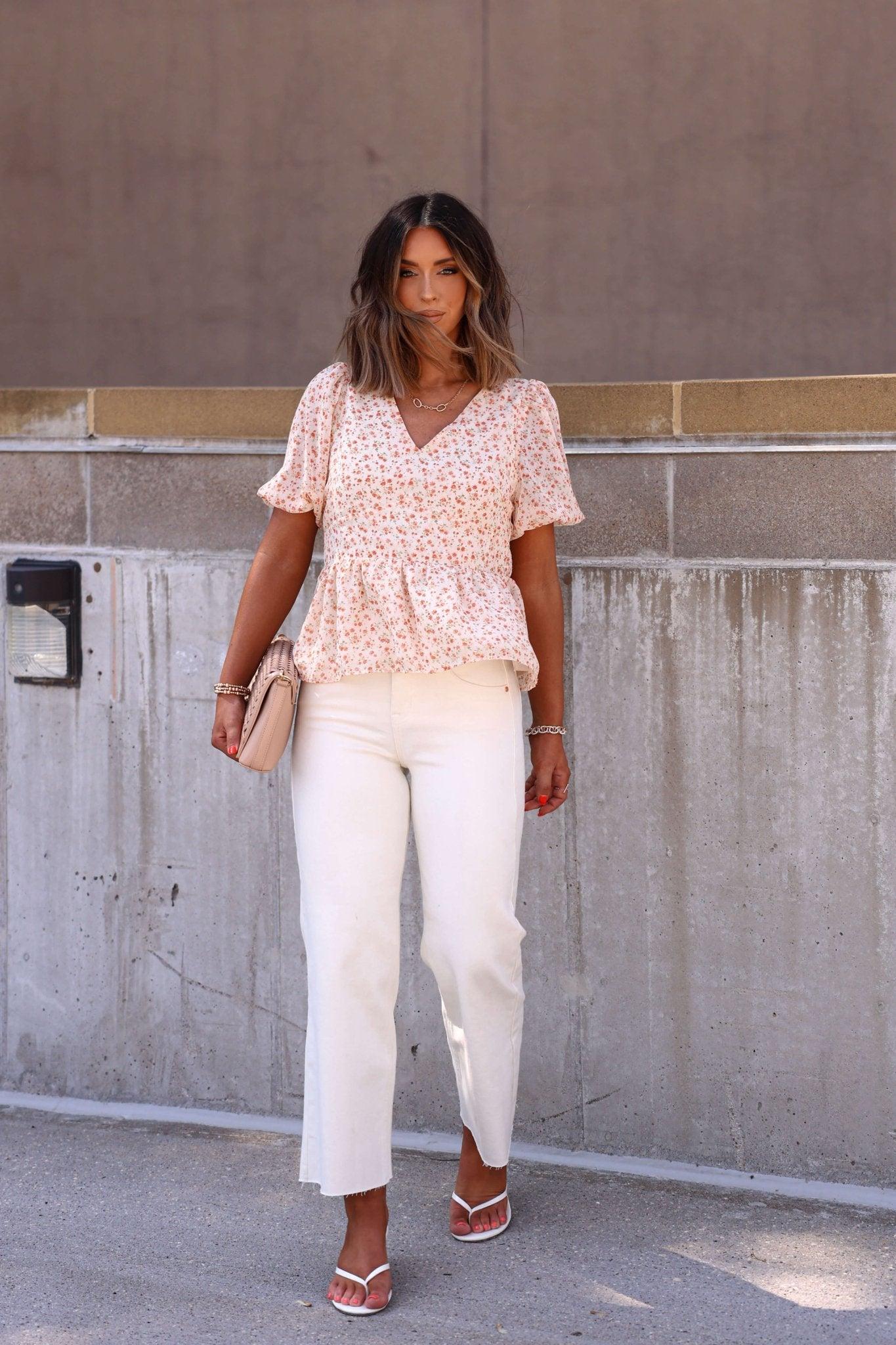 Bayeas Cream High Rise Wide Leg Jeans - FINAL SALE Product Image