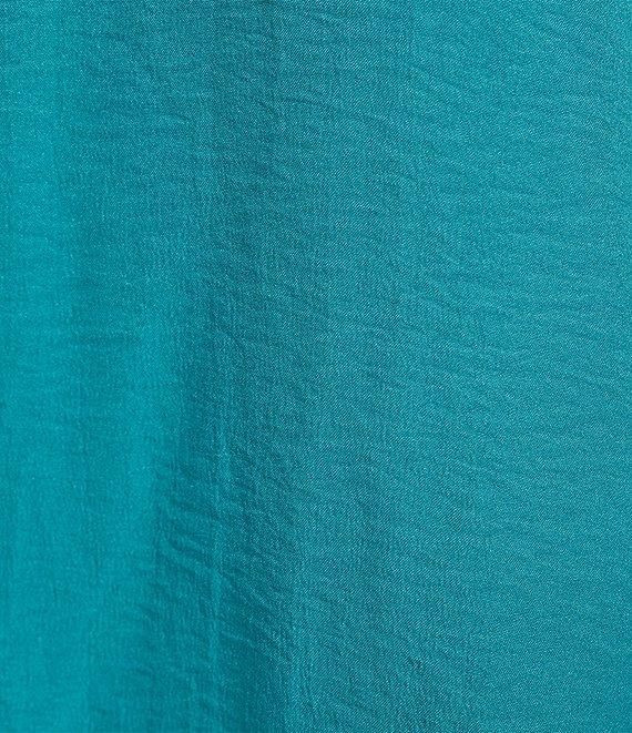 Calessa Plus Size Crinkle Textured Foulard Embroidered Split V-Neck 3/4 Sleeve Tunic Product Image