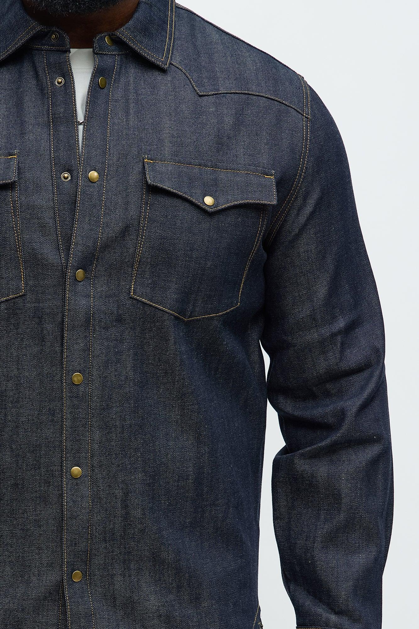 Raw Selvedge Western Denim Shirt - Indigo Male Product Image