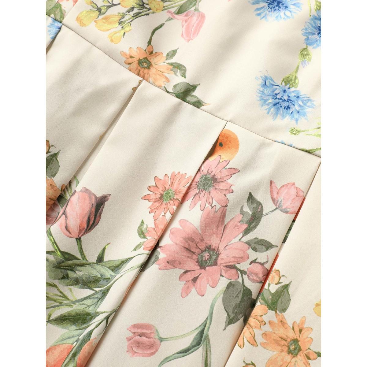 Plus Size Citrus Orange Print Plicated Detail Cami Dress Apricot Women Elegant Pleated Non Sleeveless Curvy BloomChic 18-20/2X Product Image