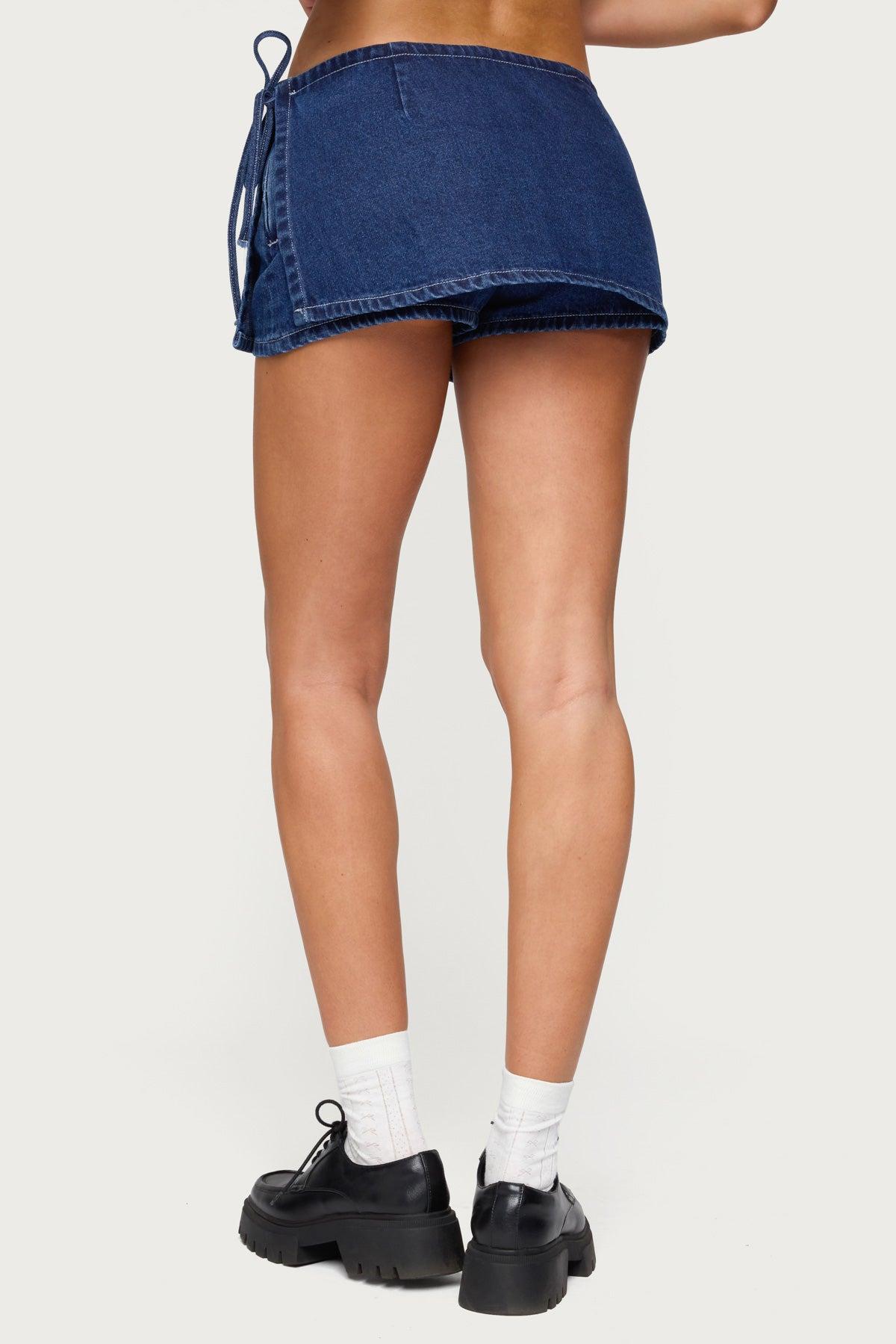 Giselle Wrap Denim Mini Skort Product Image
