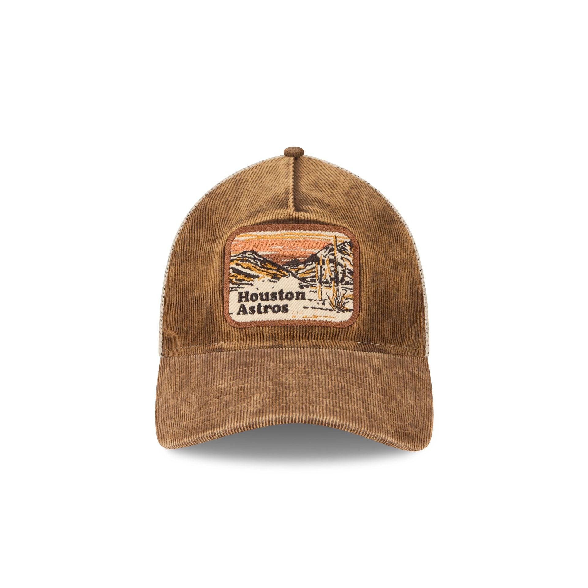 Houston Astros Vintage Landscape Brown 9TWENTY A-Frame Trucker Hat Male Product Image