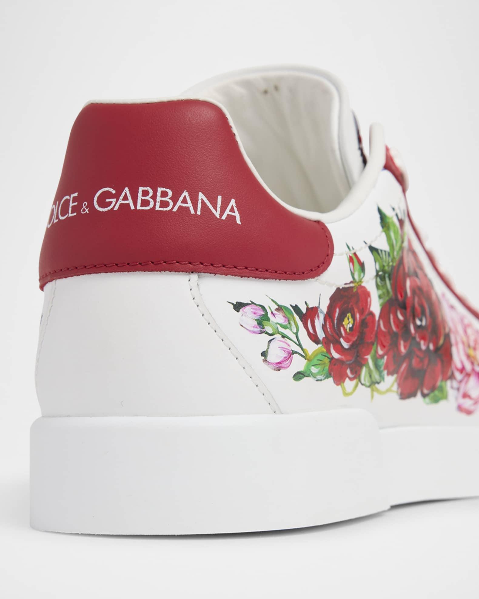 Portofino Painted Flower Leather Sneakers  Product Image