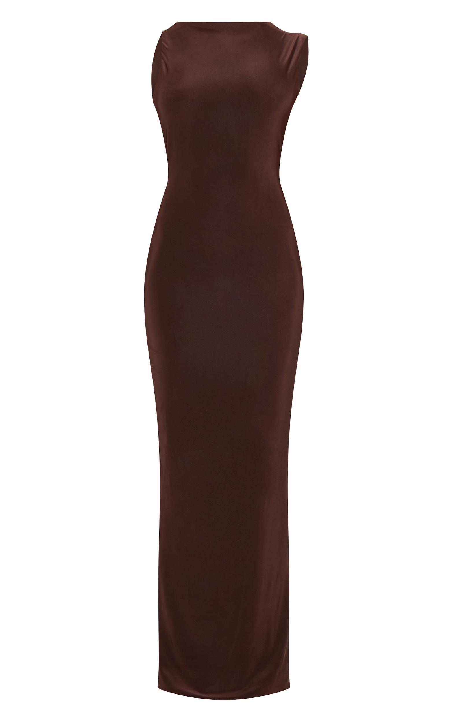 Petite Chocolate Cut Out Side Maxi Dress Product Image